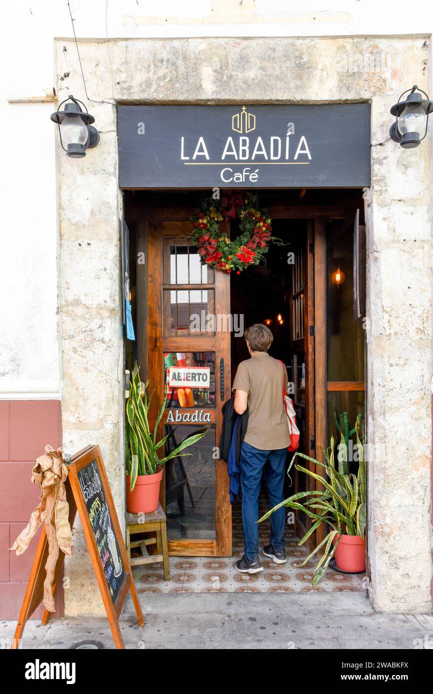La Abadia Coffee Shop im Zentrum von Merida, Mexiko Stockfoto