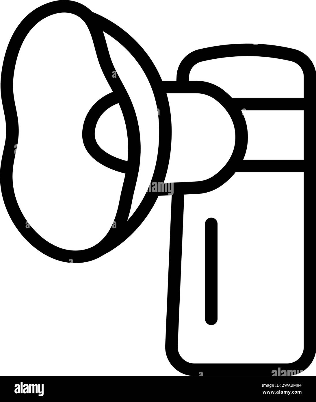 Symbol für die Bestrahlung von Aerosolatmung mit Lungengerät. Umrissdarstellung des Vektorsymbols für die Behandlung des Verneblers für Webdesign auf weißem Hintergrund Stock Vektor