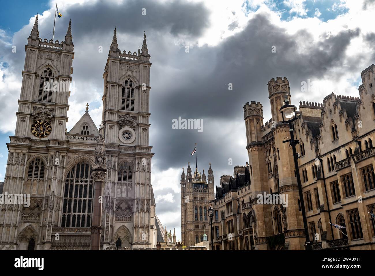 Gotische Kirche Westminster Abbey (Stiftskirche St. Peter at Westminster) in London, Großbritannien Stockfoto