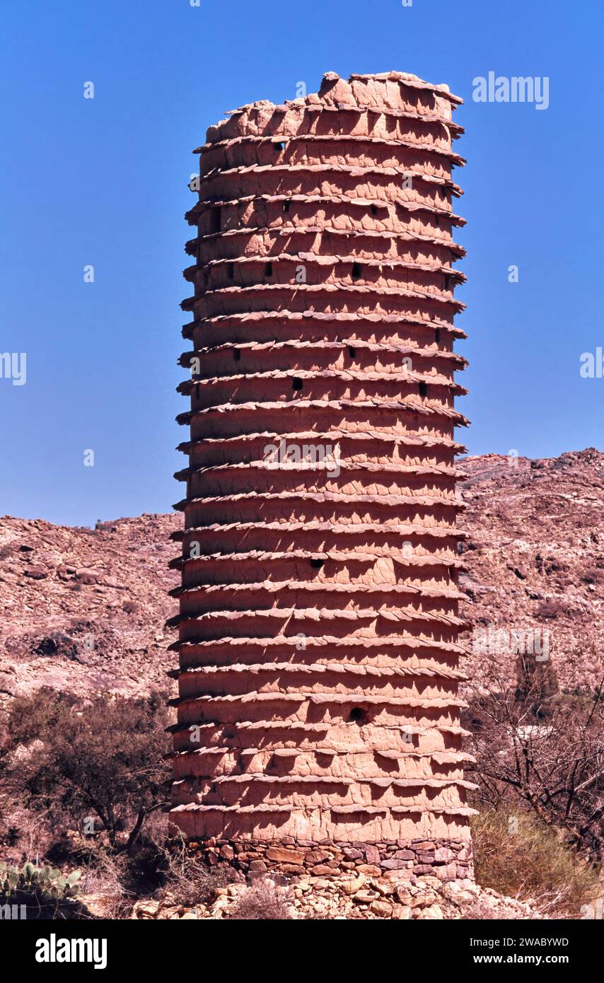 Saudi-Arabien alter ländlicher Schlammturm Stockfoto