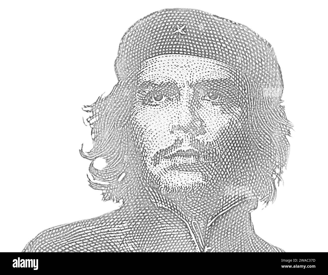 Ernesto che Guevara Bleistiftzeichnungen Porträt aus Kuba 3 Pesos Banknoten 2005 Stockfoto