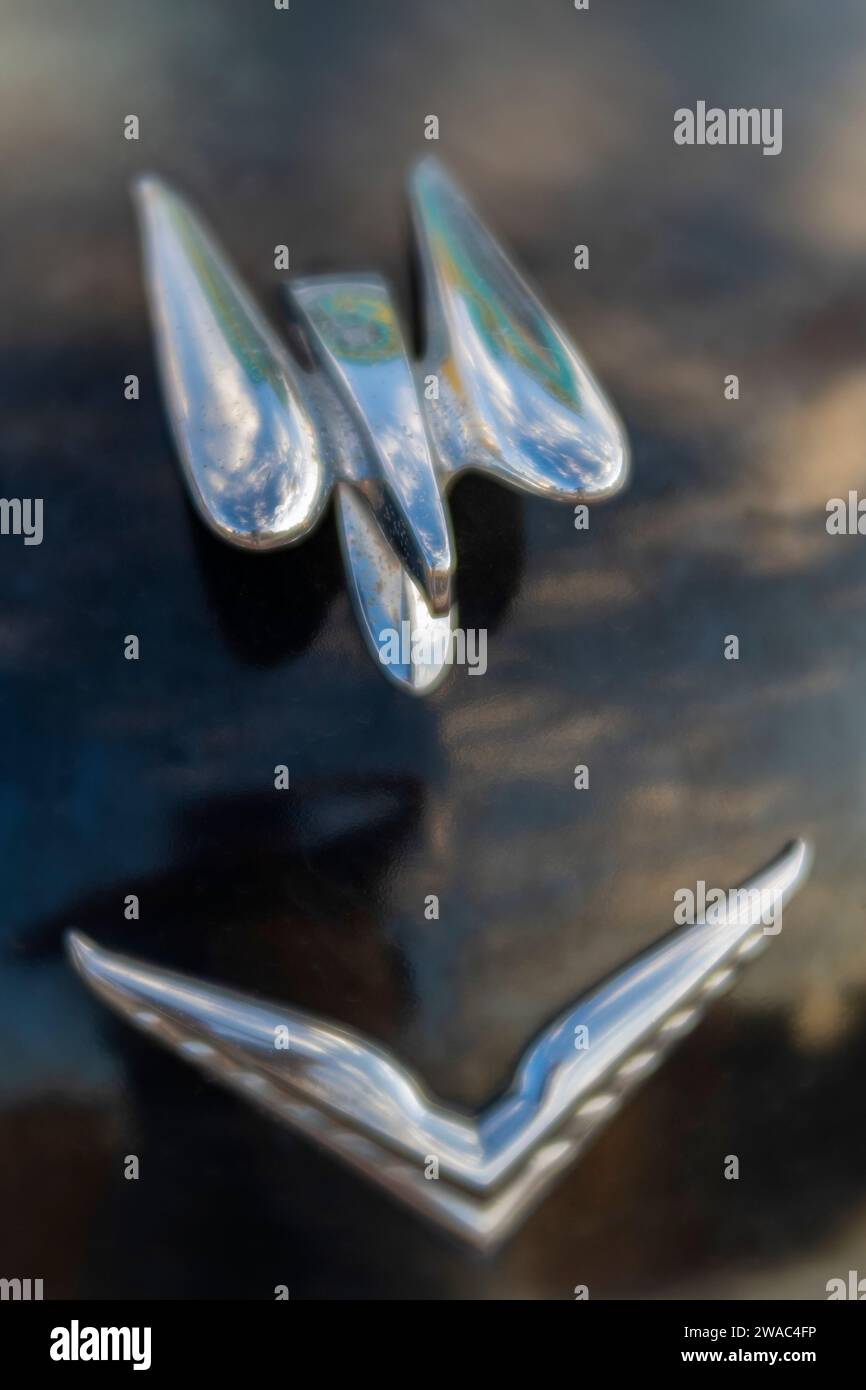 Chrom-Adler auf der Motorhaube, Seligman, Route 66, Arizona Stockfoto