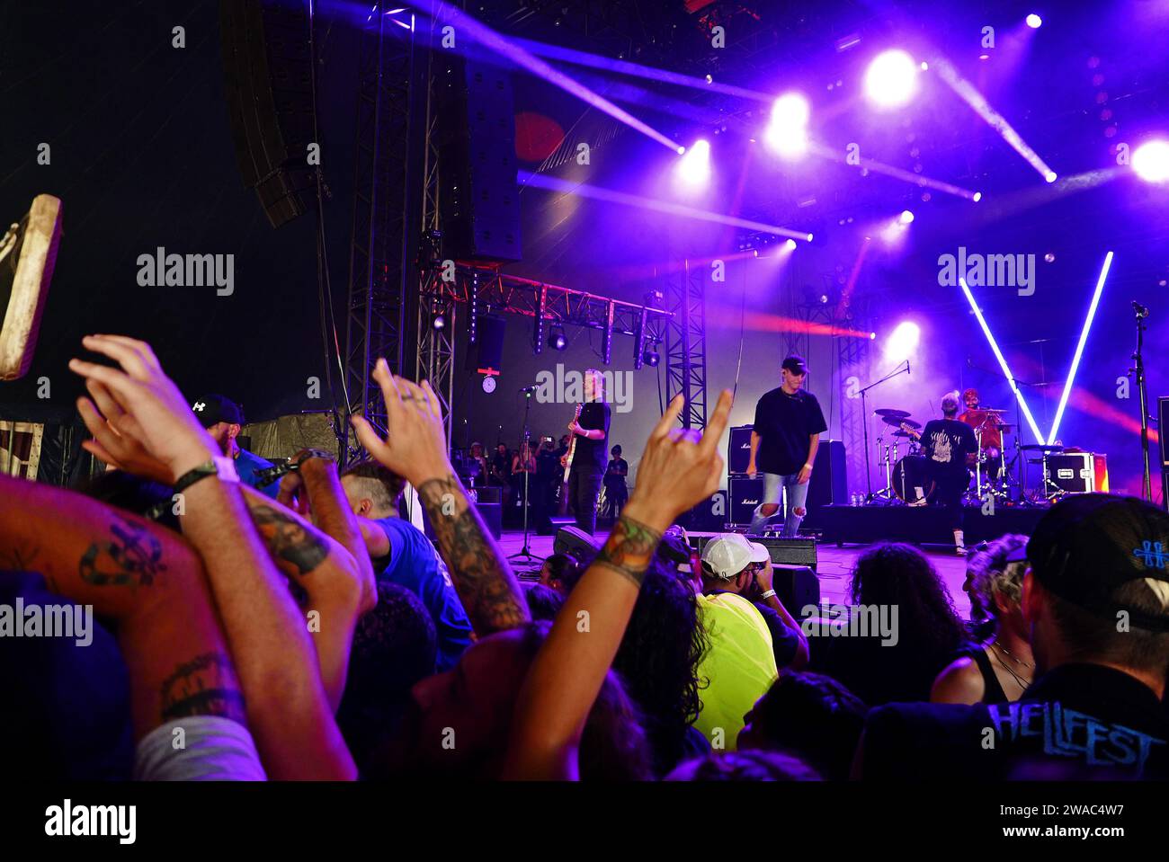 Motocultor Festival, Metal Musik, Landmvrks Konzert, Carhaix, Finistere, Bretagne, Frankreich, Europa Stockfoto