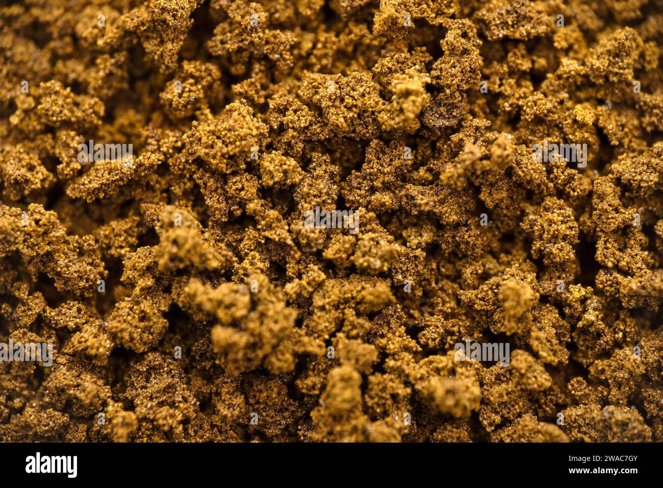 Gemahlener Kaffee, Makroaufnahme. Stockfoto