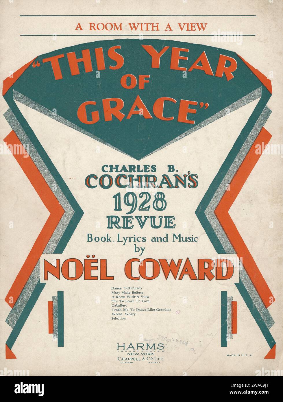 „This Year of Grace“ 1928 Noël Coward Musical Revue Noten Cover Stockfoto