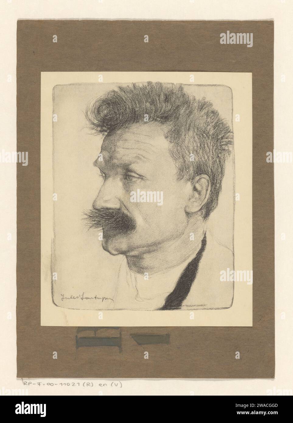 Reproduktion eines signierten Porträts von Stijn Streuvels, Anonym, nach Jules Fonteyne, in oder nach 1910 fotomechanischen Druckkarton. Kollotypporträt eines Schriftstellers Stockfoto