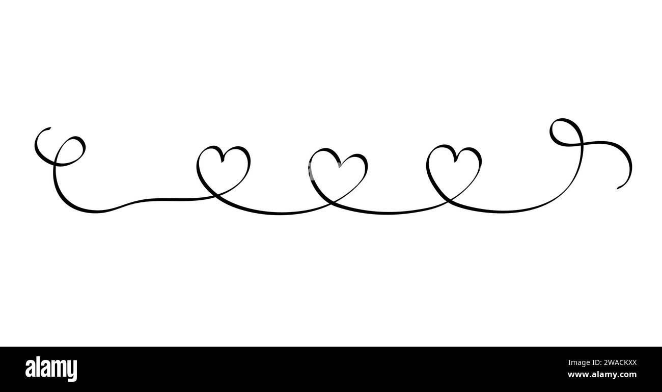 Liebe mit Herzen Hand geschriebene einzelne kontinuierliche Linie Buchstaben Phrase in einfache Kritzelstil Vektor Illustration isoliert für Grußkarte, Postkarten Stock Vektor