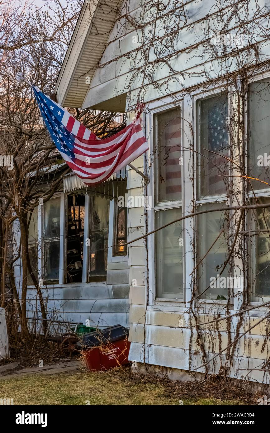 Abend entlang des Lincoln Highway in Mechanicsville, Iowa, USA [keine Freigabe der Immobilie; nur redaktionelle Lizenzierung] Stockfoto