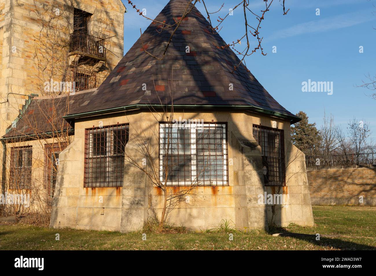 Dwight, Illinois USA 2. Januar 2024 Außenansicht des verlassenen