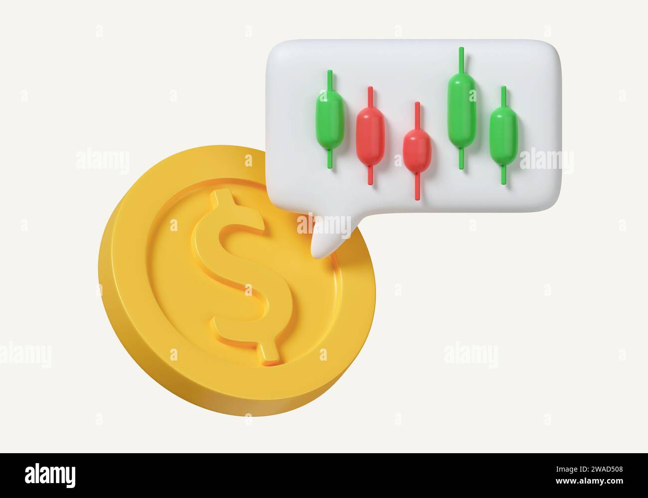 Symbol für 3D-Krypto-Handelsdiagramm. Investmentbörse. Symbol für Krypto-Handelsdiagramm. Investmentbörse. Symbol isoliert auf weißem Hintergrund. 3D Stockfoto