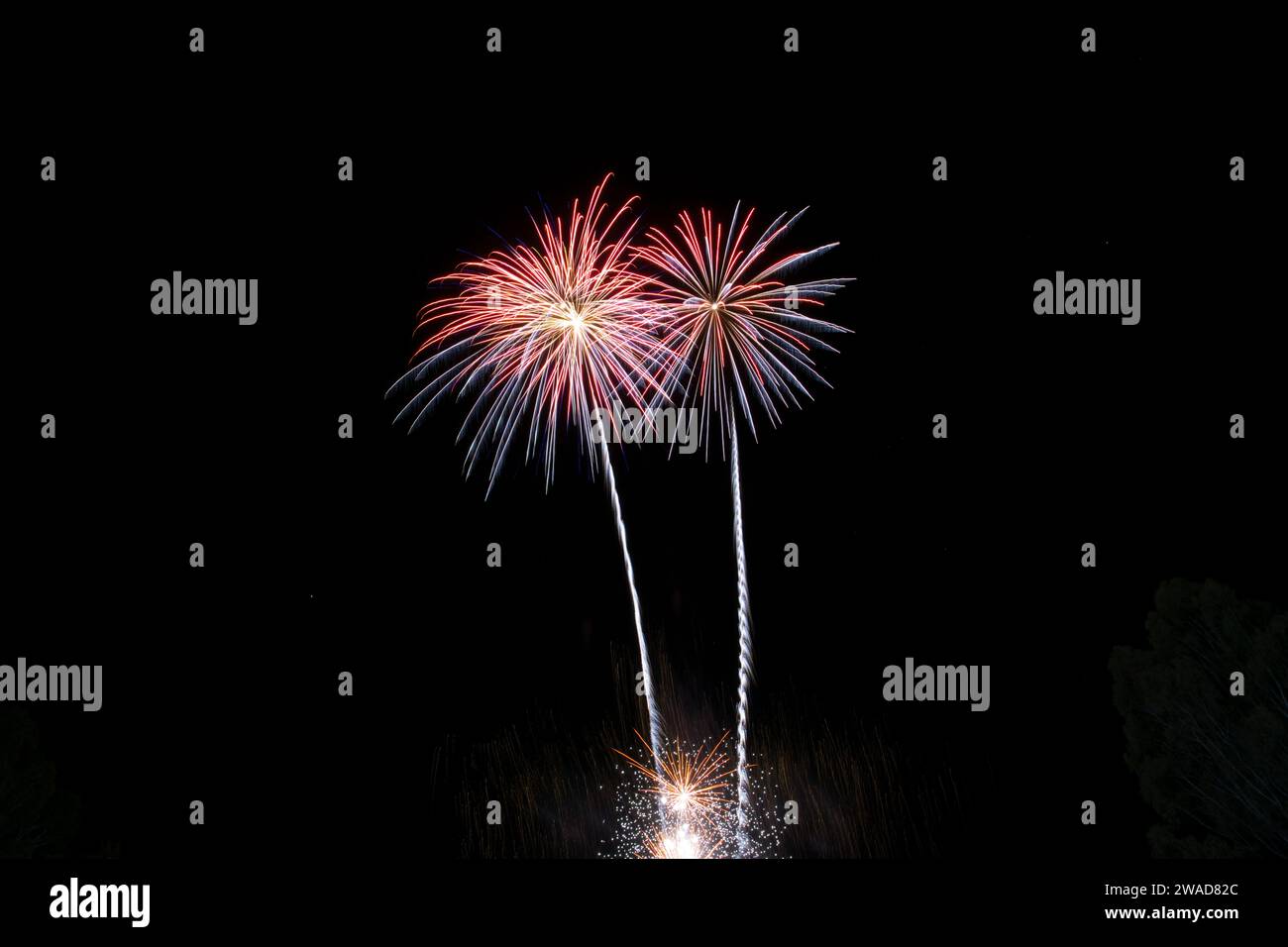 Pyrotechnisches Feuerwerk zur Feier des News Year Eve Stockfoto