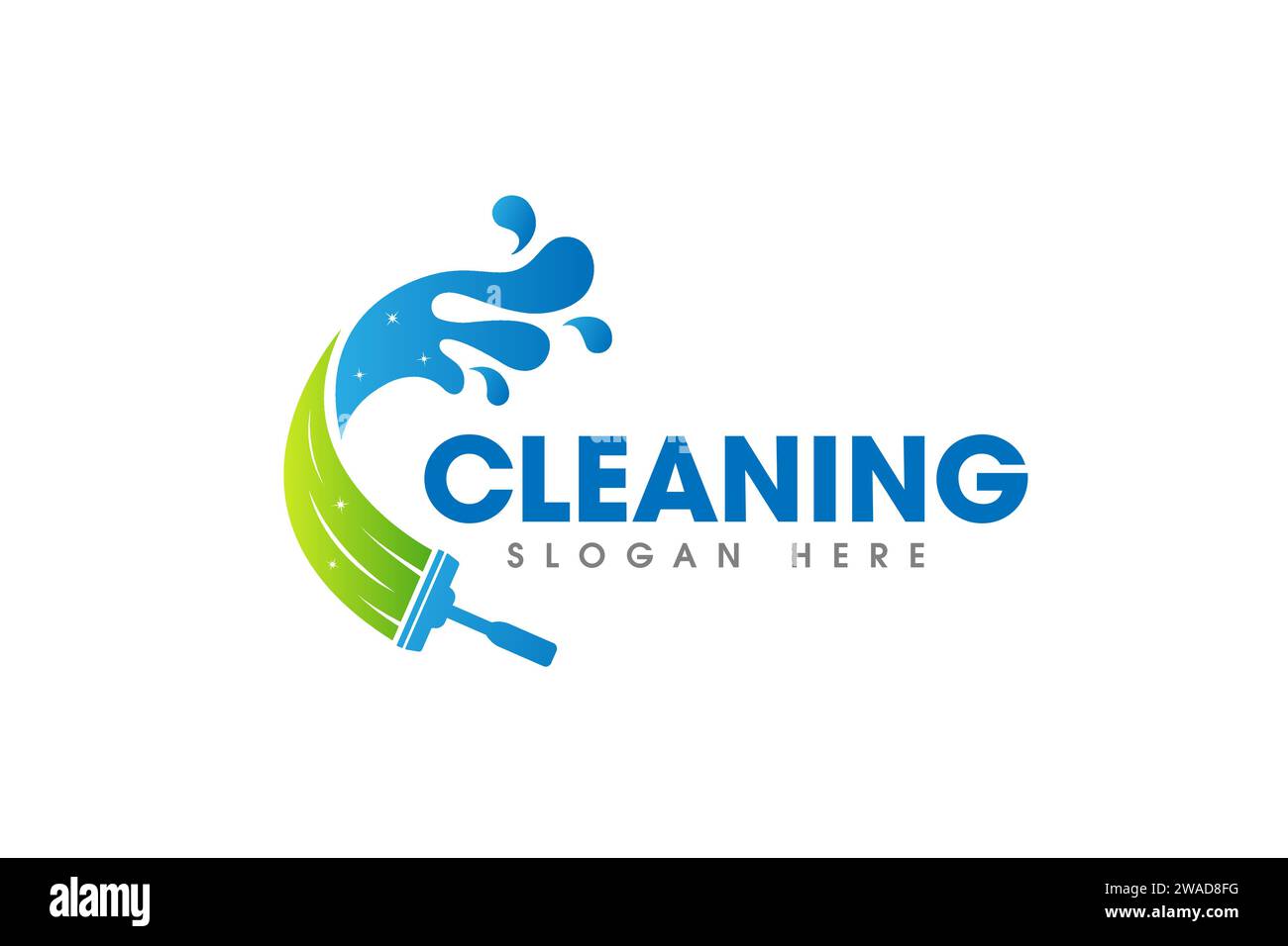 Reinigungsservice Business-Logo-Design. Symbol für Fensterwischer mit Wasserspritzer auf Buchstabe C Stock Vektor
