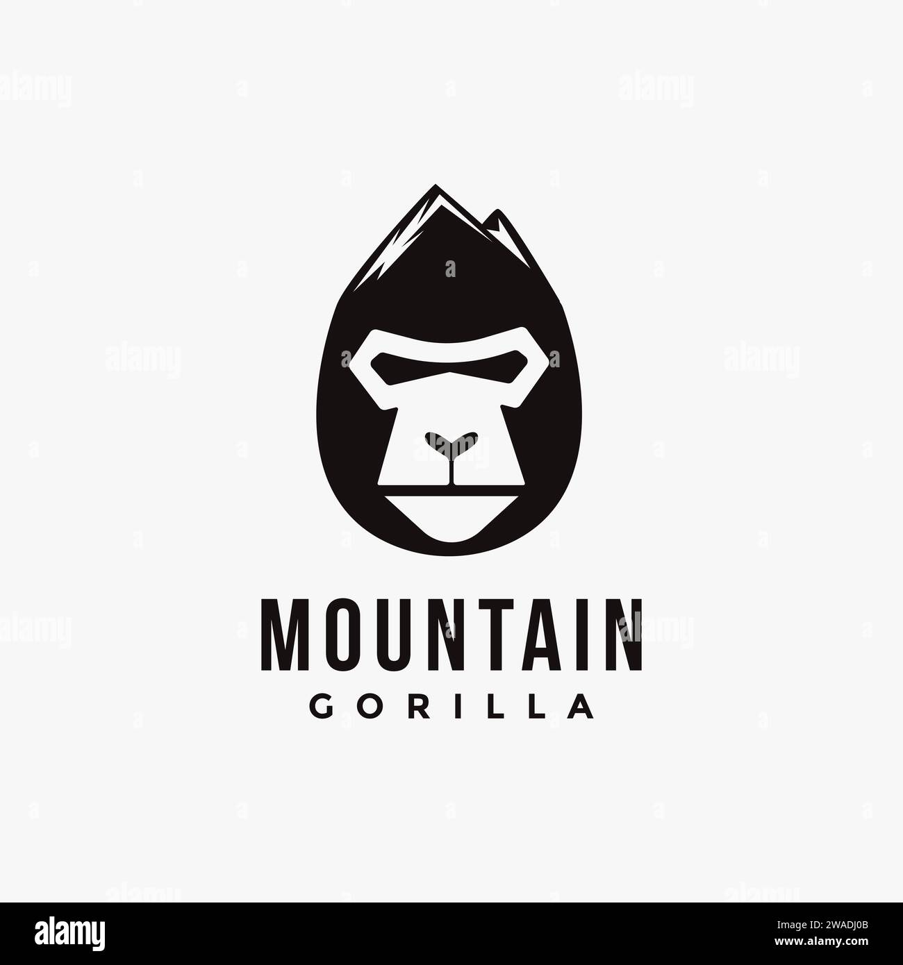 Bergkopf Gorilla Logo Symbol vecto Vorlage auf weißem Hintergrund Stock Vektor