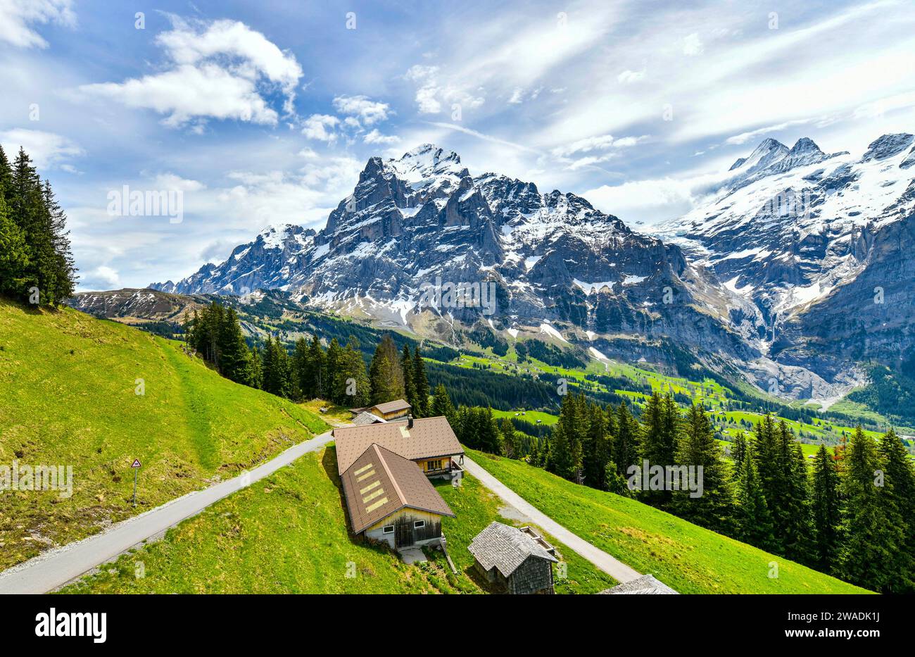 ฺBeautiful Landschaft Alpenblick in den Sommerbergen rund um Grindelwald, Schweiz Stockfoto