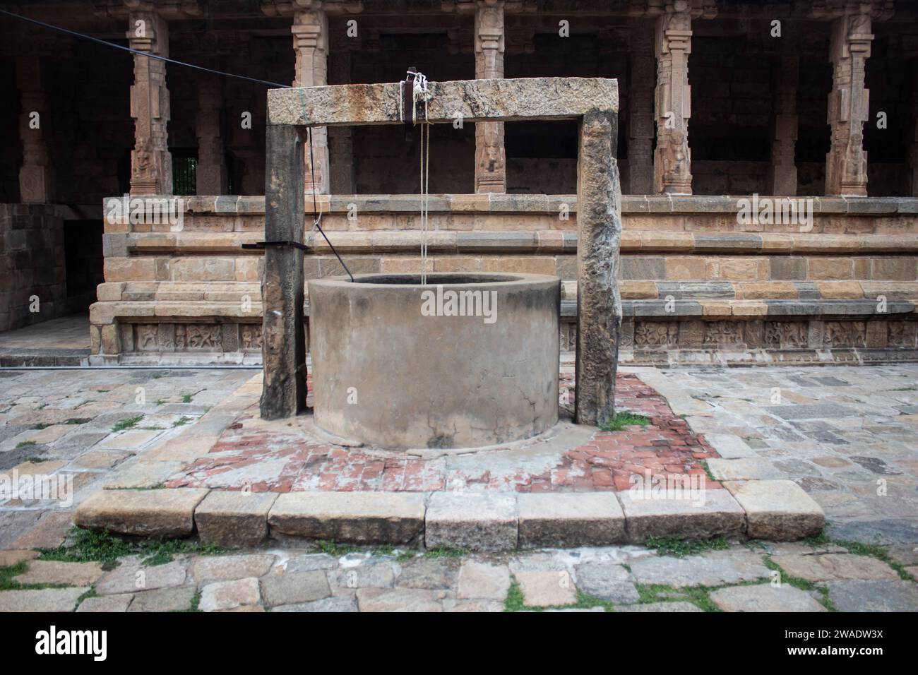 Im Inneren des Airavatesvara-Tempels in Darasuram in Kumbakonam, Indien. Stockfoto