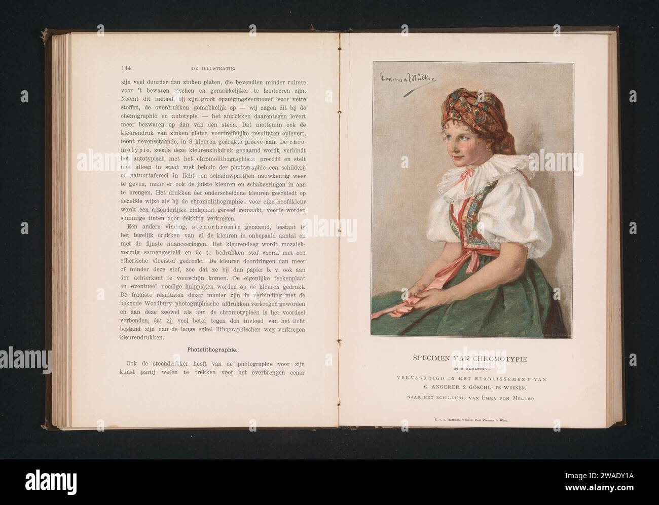 Reproduktion eines Gemäldes eines Porträts einer unbekannten Frau von Emma von Müller, Rimmer van der Meulen (möglich), nach Emma von Müller, um 1887 - in oder vor 1892 photomechanischen Druck Wiener Papier historische Personen nicht namentlich - BB - Frau Stockfoto
