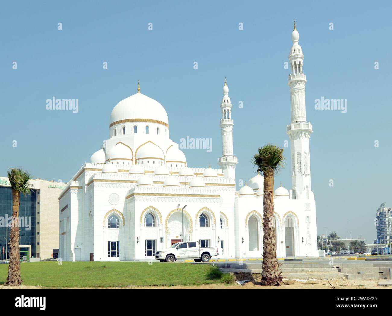 Der Scheich Rashid bin Mohammed Masjid in Dubai, VAE. Stockfoto