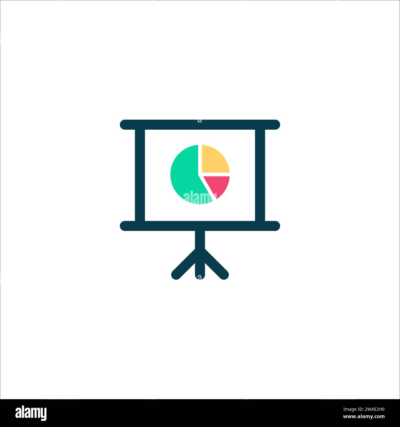 Symbol für das Plakatschild für Präsentationen. Schaltplan und Diagrammsymbol. Schulbildungsvortrag. Finanzbericht. Abbildung des Rohteils Vektors isoliert auf weiß Stock Vektor