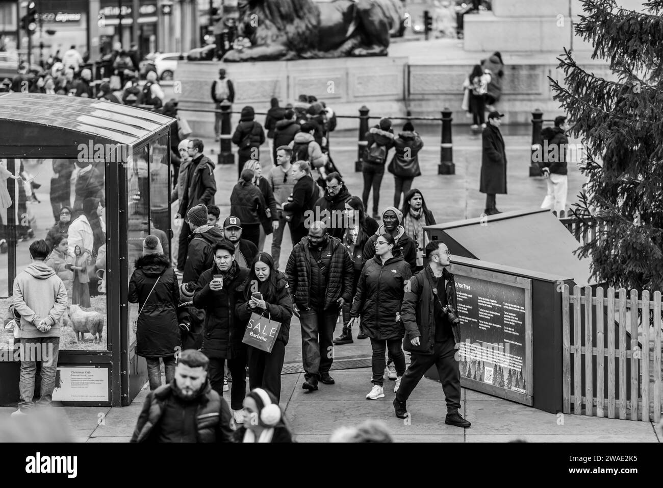 Londoner Botschaft zu Weihnachten Stockfoto