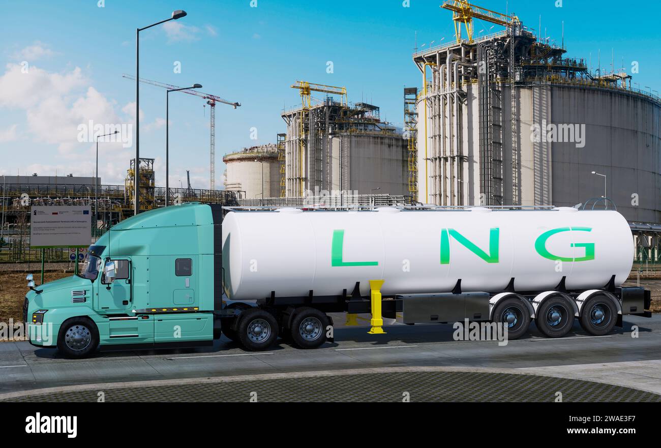 LNG-Transporttankanhänger Stockfoto