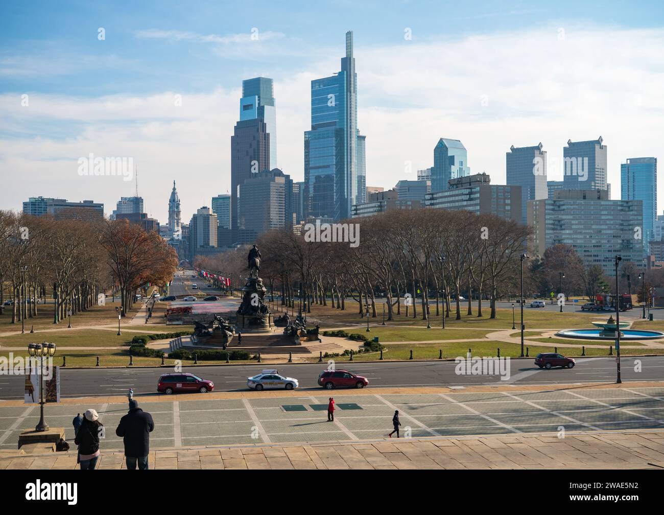 Die Skyline von Philadelphia an einem Frühlingstag Stockfoto
