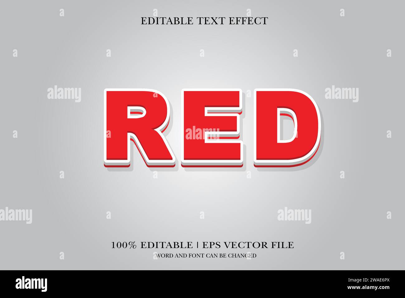 Roter 3D-Texteffekt-Stil Konzept Schwarzer Text, 3D-Texteffekt, 3D-Testeffekt Stock Vektor