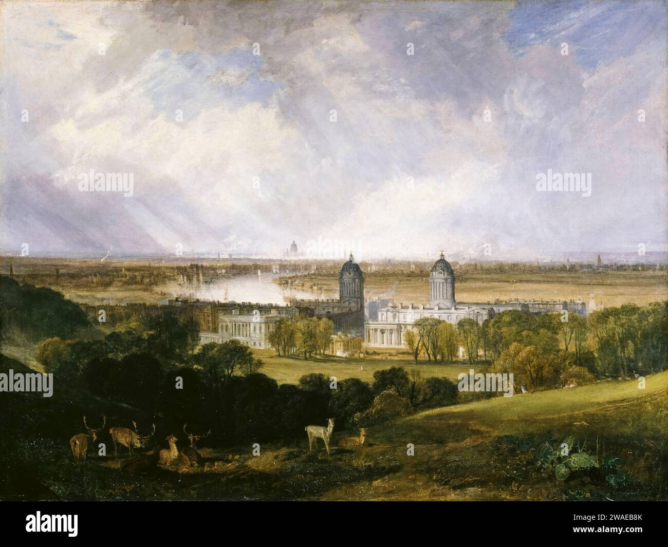 JMW Turner, London aus Greenwich Park, Landschaftsmalerei in Öl auf Leinwand, 1809 Stockfoto