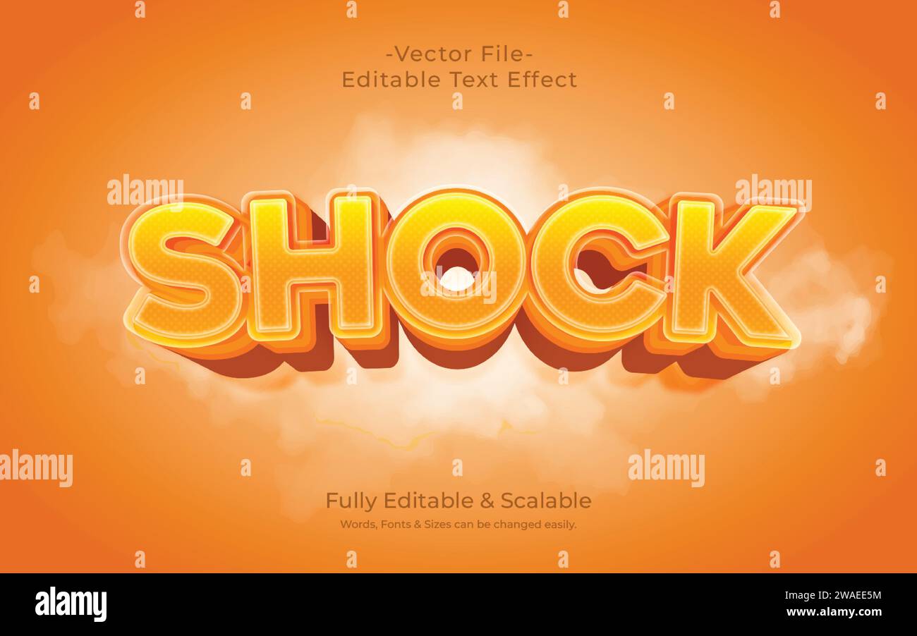 Schock 3D-Texteffekt vollständig bearbeitbar Stock Vektor