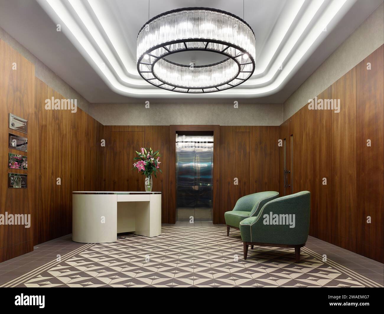 Eingangsfoyer. Westbourne House, London, Großbritannien. Architekt: Stiff + Trevillion Architects, 2015. Stockfoto