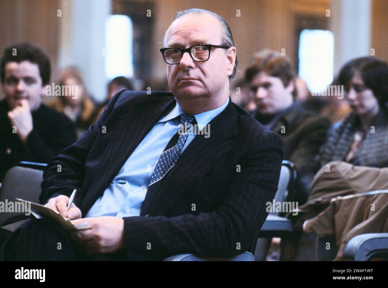 Gerry Fitt Abgeordneter bei einer Gewerkschaftskonferenz an der Queen's University Belfast. Sir Gerry Fitt Gründer der Sozialdemokratischen Partei und Labour Party (SDLP) für West Belfast. Belfast, Nordirland, 1980 1980er Jahre HOMER SYKES Stockfoto