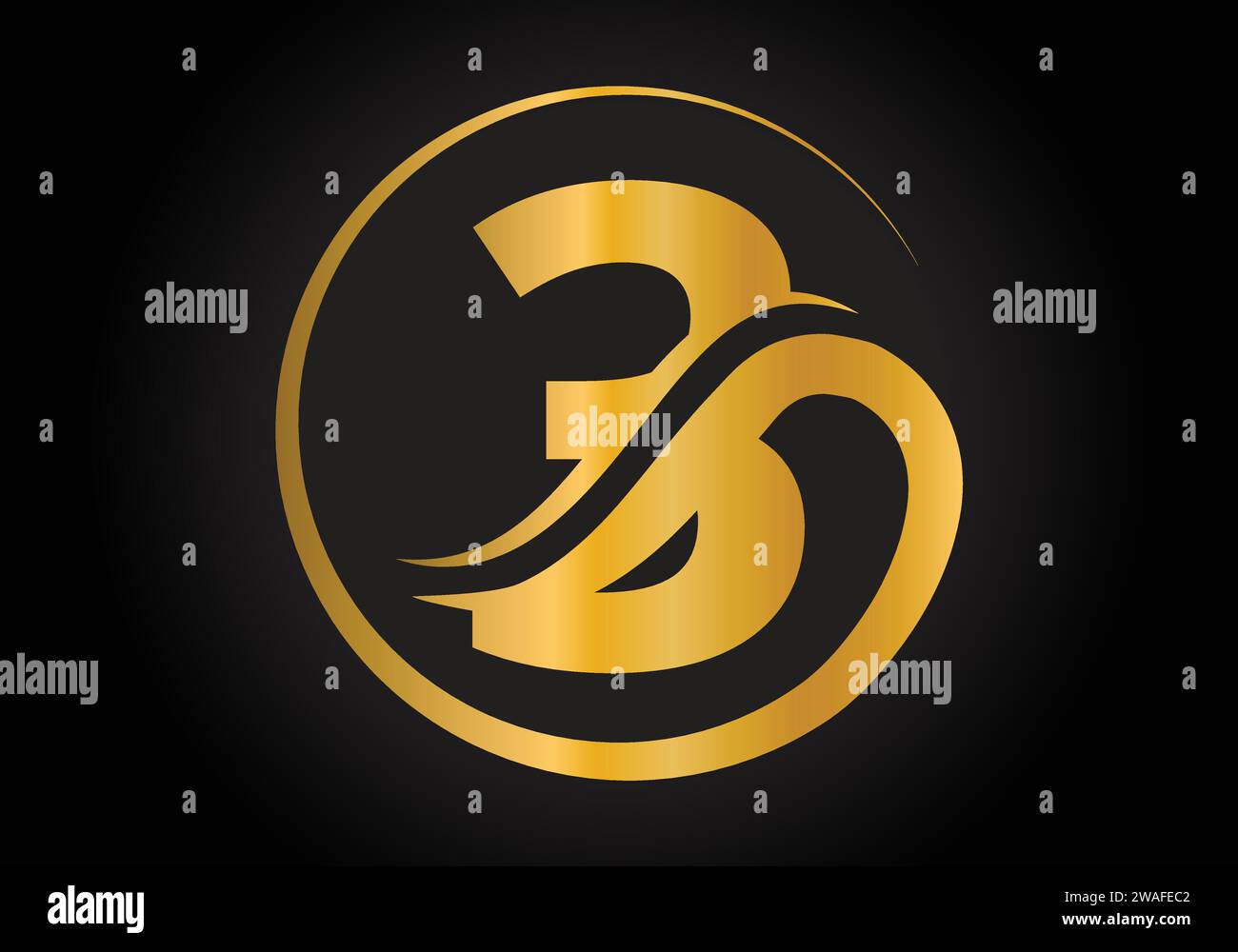 Logo mit 3 Buchstaben und goldener Luxusfarbe und Monogramm-Design-Vektorvorlage. Stock Vektor