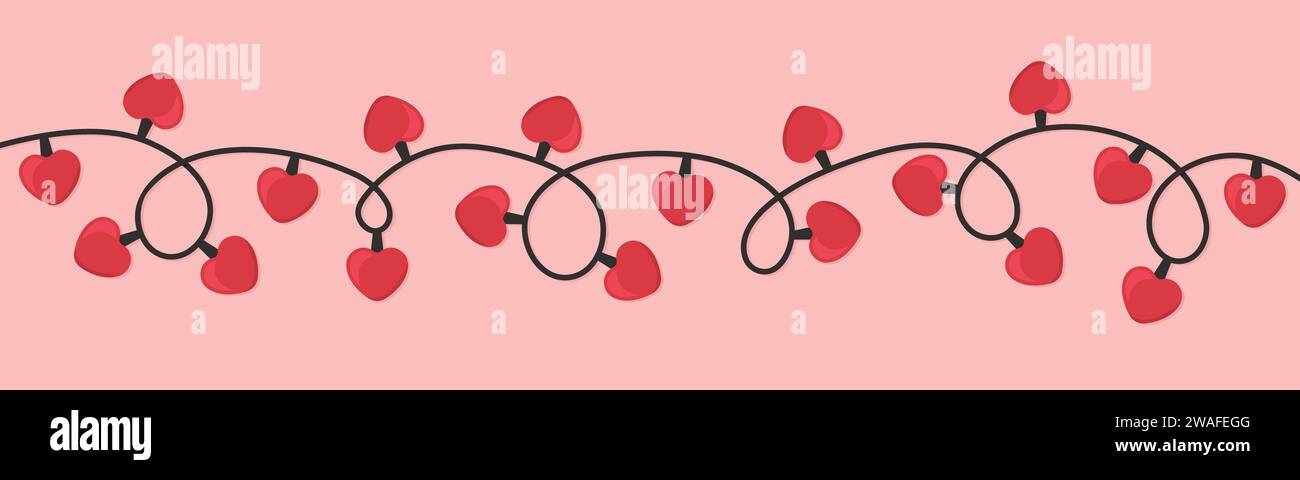 Banner mit herzförmigen Lichtern; Liebe, Valentinstag Konzept - Vektor-Illustration Stock Vektor