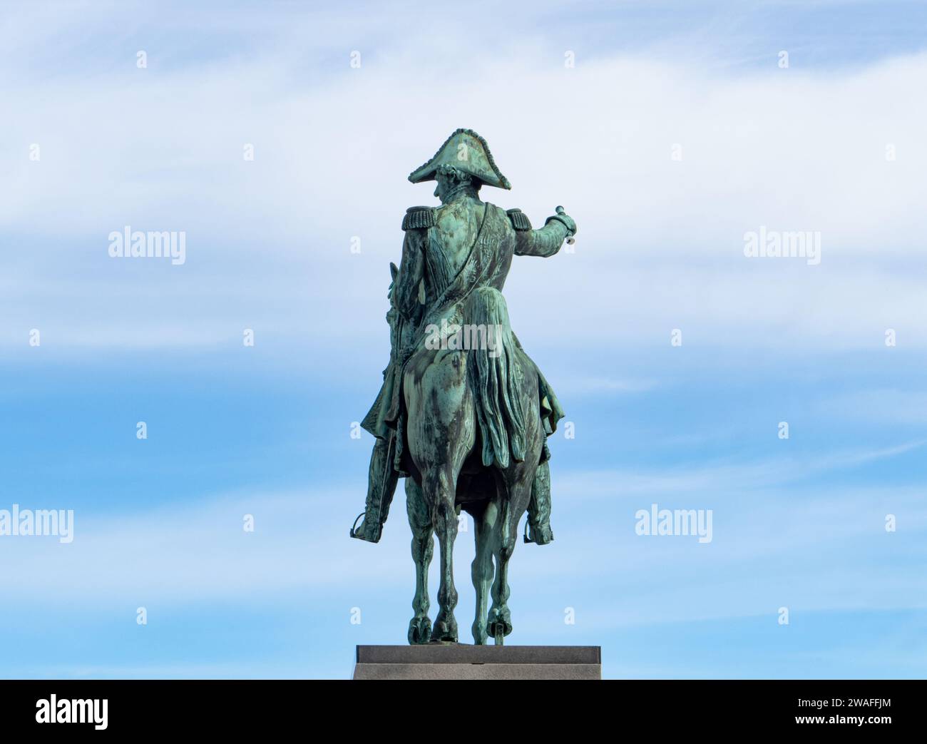 Denkmal für Karl XIV. Johns Statue in Stockholm, Schweden Stockfoto