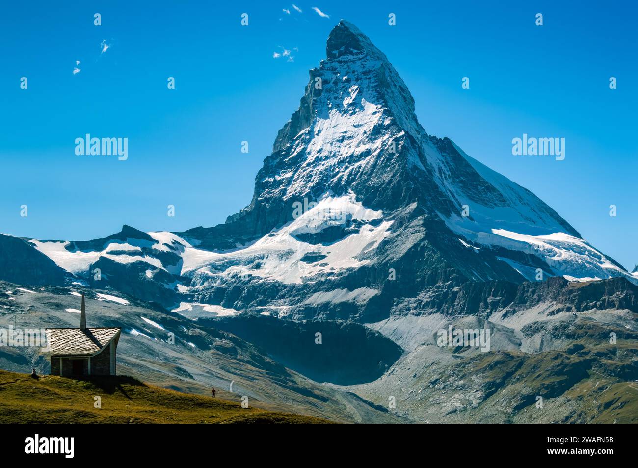 Matterhorn Gipfel am sonnigen Sommertag, Zermatt, Schweiz Stockfoto