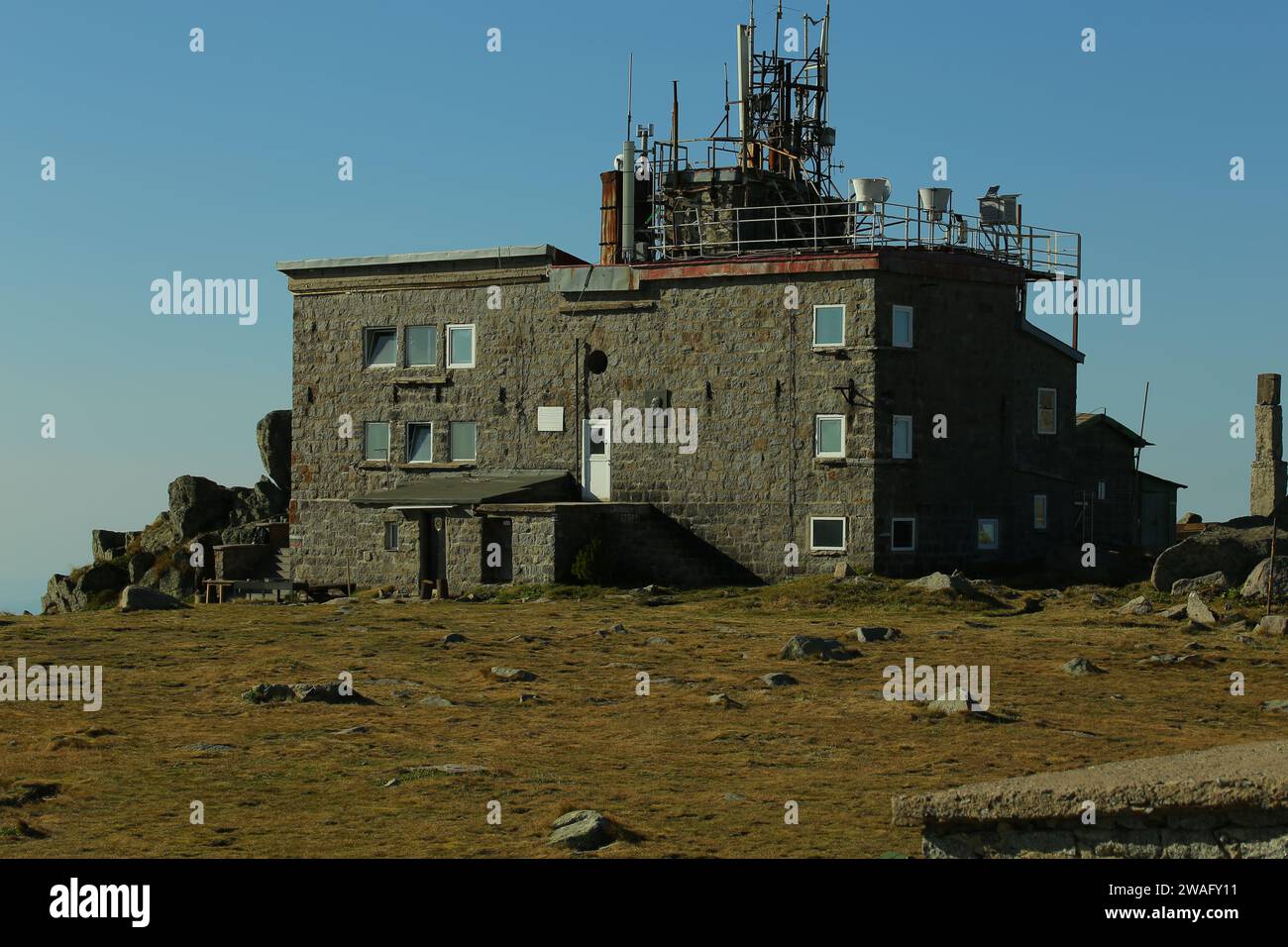 Wetterstation, Vitosha Berg, Tscherni vruh, Bulgarien Stockfoto
