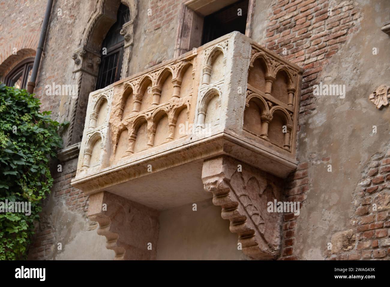 Berühmter Balkon von Romeo und Julieta in Verona, Italien Stockfoto