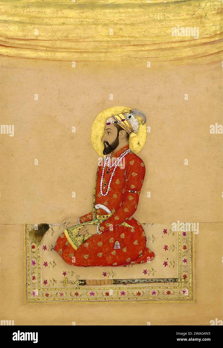 Bahadur Shah I. Mirza Muhammad Mu’azzam (1643–1712), allgemein bekannt als Bahadur Shah I. und Shah Alam I., war von 1707 bis 1712, ca. 1670, der achte Mogulkaiser Stockfoto