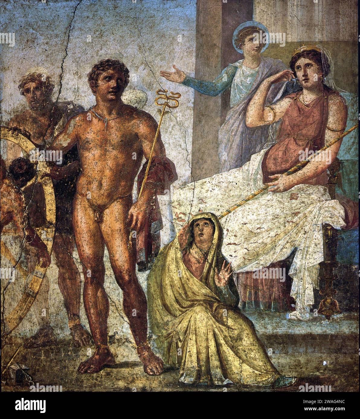 Haus der Vettii. Wandgemälde zur Bestrafung von Ixion: Im Haus der Vettii (Casa de Vettii) in Pompeji, Italien Stockfoto
