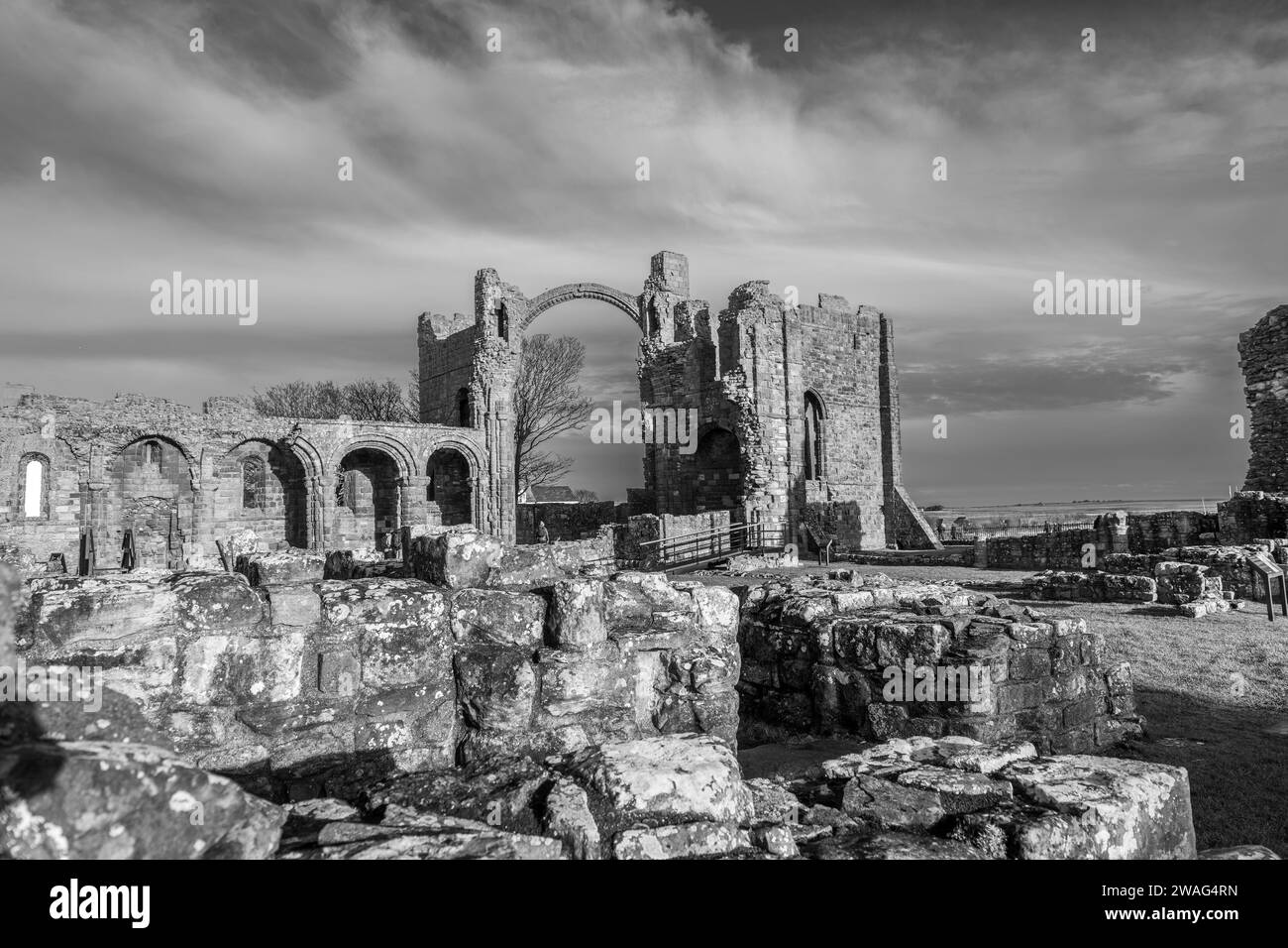 Lindisfarne Priory Stockfoto