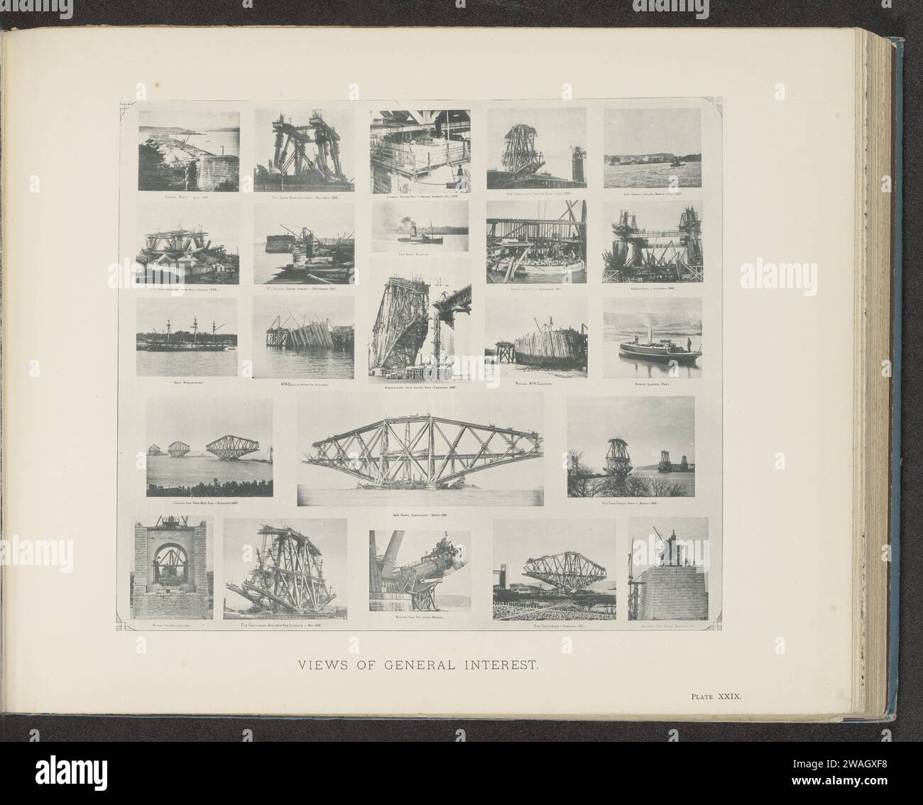Ansichten von allgemeinem Interesse, in oder nach 1883 - ca. 1889 fotomechanische Druckpapierkollotypen-Baustelle. Brücke. Baumaterialien Forth Bridge Stockfoto