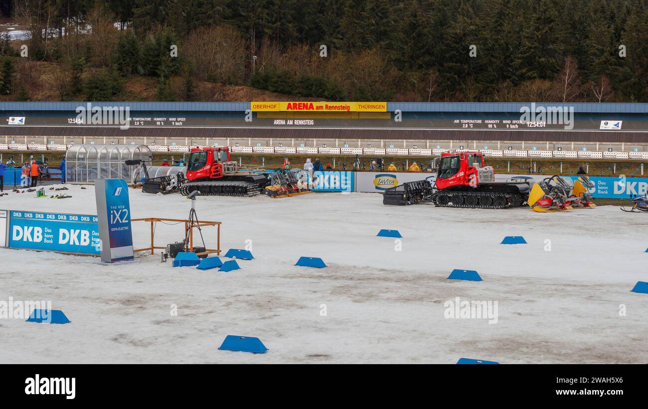 Oberhof, Deutschland. Januar 2024. Arena am Rennsteig, Biathlon-Stadion, Symbolbild, 04.01.2024, Oberhof (Deutschland), IBU World Cup Biathlon Oberhof 2024 Credit: dpa/Alamy Live News Stockfoto