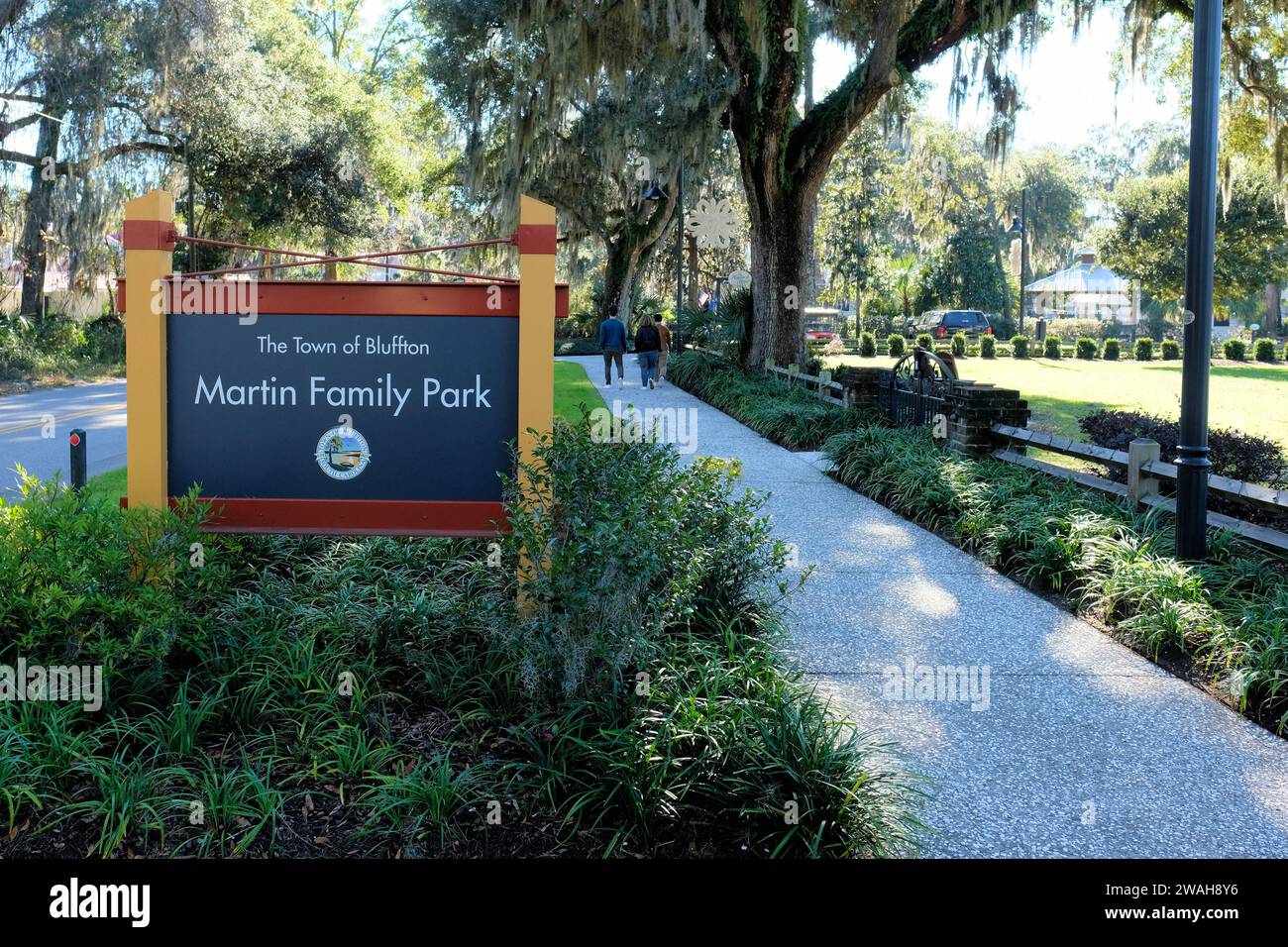 Martin Family Park in Bluffton, South Carolina; benannt nach den örtlichen Altruisten Ida und Jacob Martin im Jahr 2021; Stadtparks und Freizeitangebote. Stockfoto