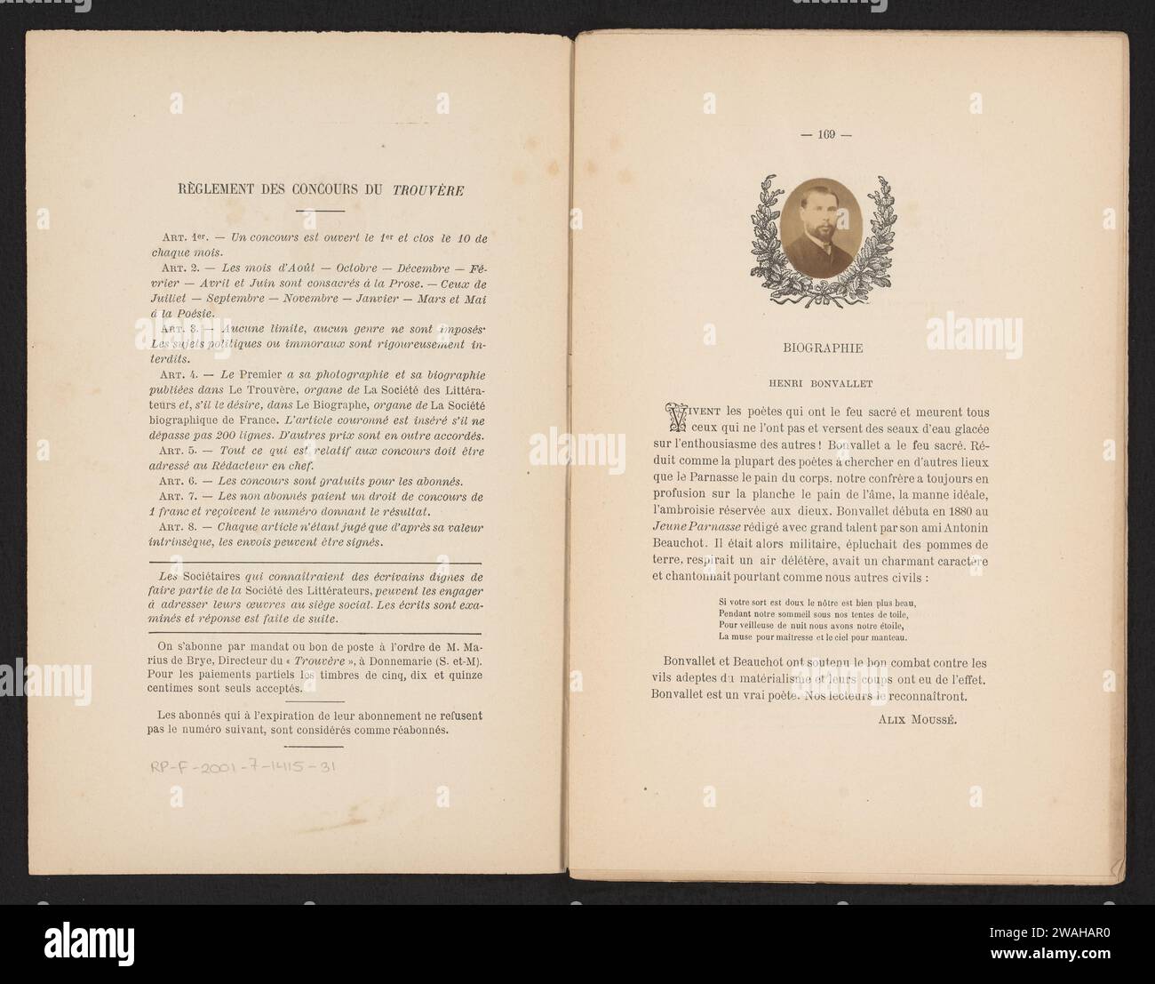 Le Trouvère Nr. 32, 1887 Buchpapier. Fotounterstützung für Druck/Albumendruck Stockfoto