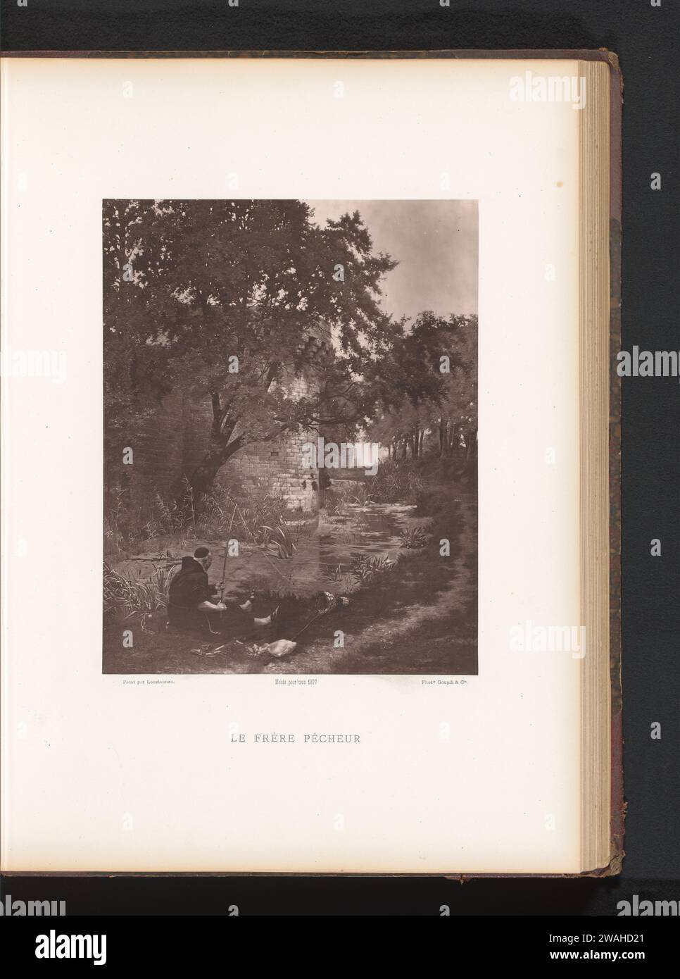 Reproduktion eines Gemäldes eines Fischerbruders durch Auguste Loustaunau, Goupil & Cie., nach Auguste Loustaunau, um 1872 - in oder vor 1879 photomechanischen Druckpapier Balance, Equilibrium. Harem Stockfoto