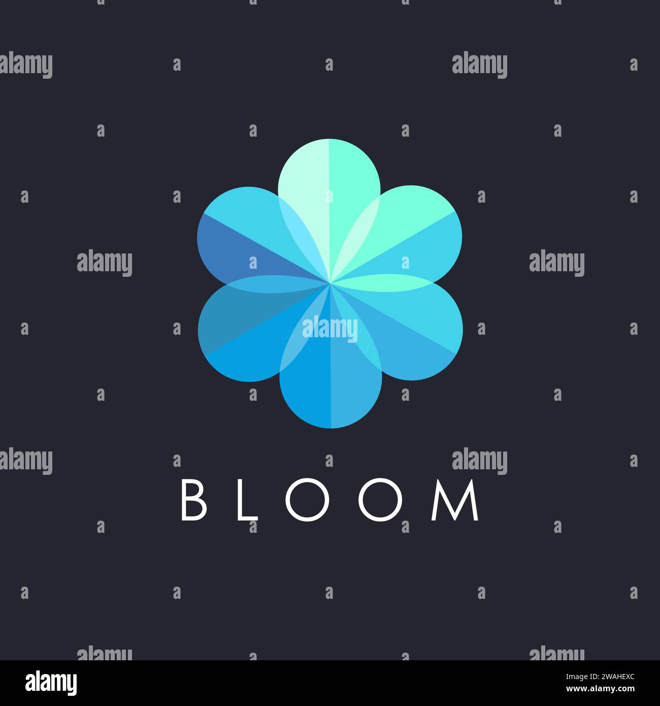 Abstrakte moderne Blütenblume Logo-Symbol-Vektor-Vorlage auf dunklem Hintergrund Stock Vektor