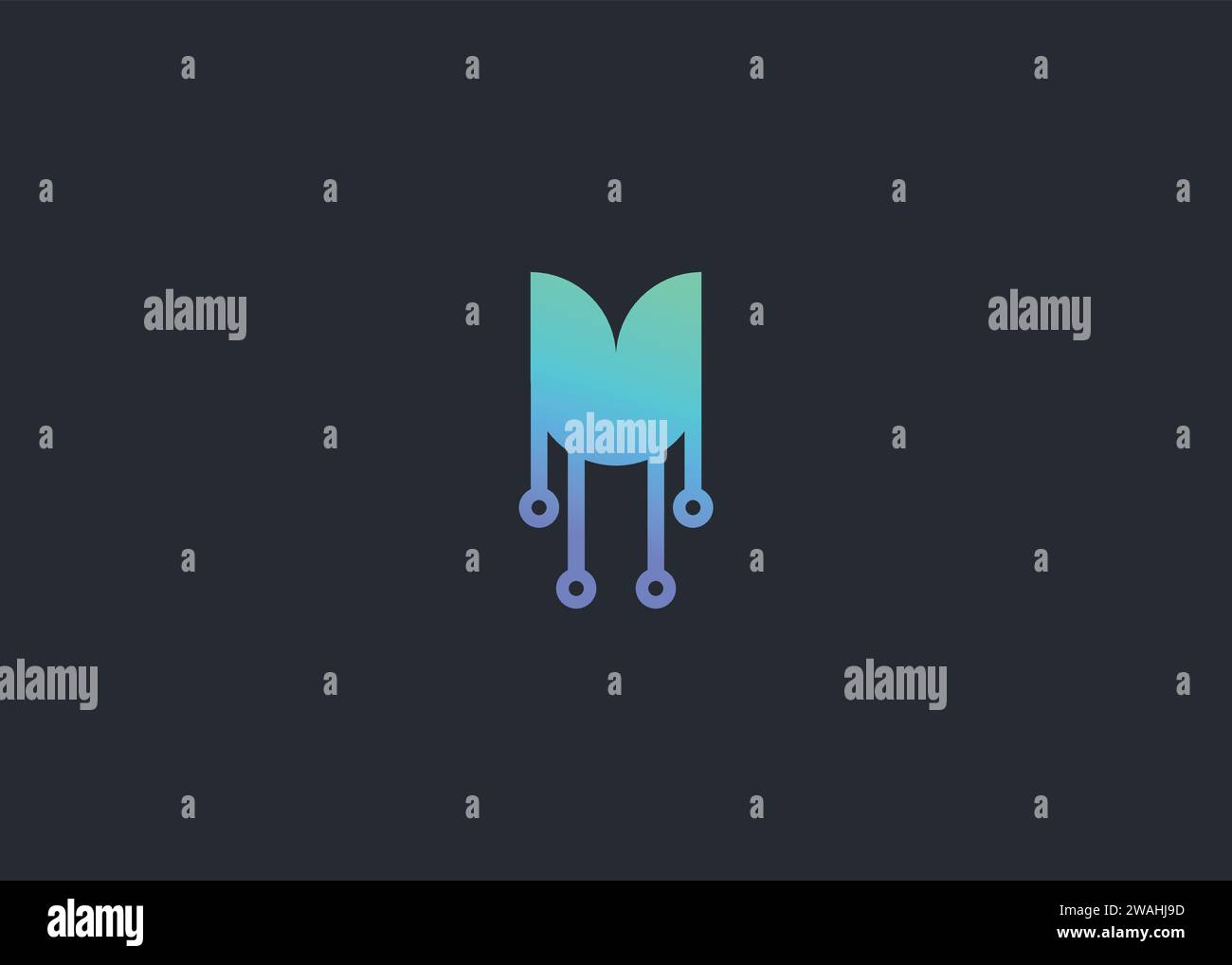 Technologie Blume Blatt Monogramm Logo Design Vektor Vorlage. Stock Vektor