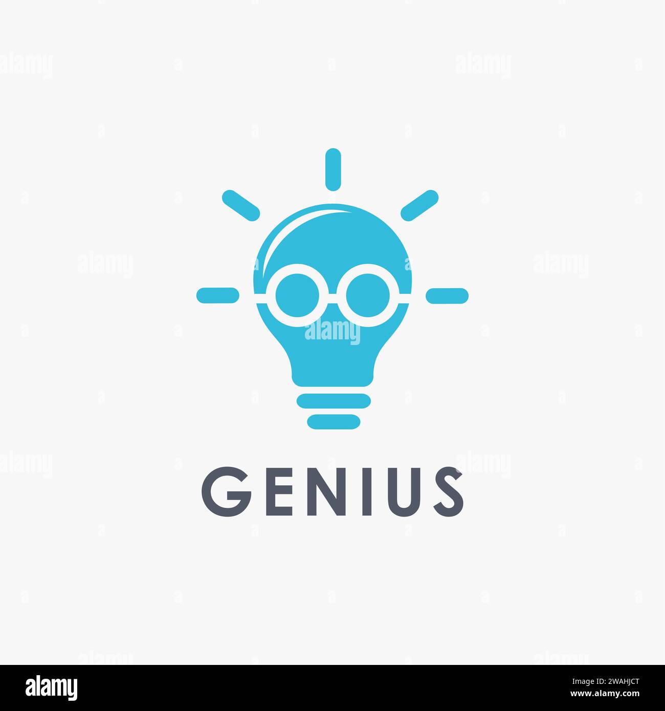 Einfache Glühlampe mit intelligentem Glasseye-Logo-Symbol-Vektorvorlage auf weißem Hintergrund Stock Vektor