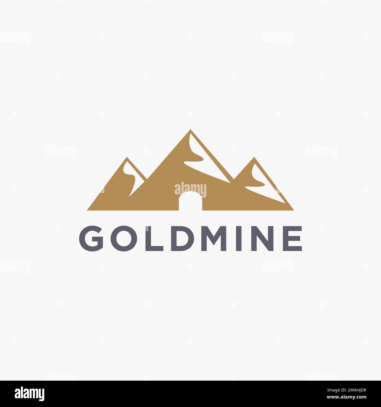 Abstrakte Berghöhle Goldmine Logo-Vektorvorlage auf weißem Hintergrund Stock Vektor