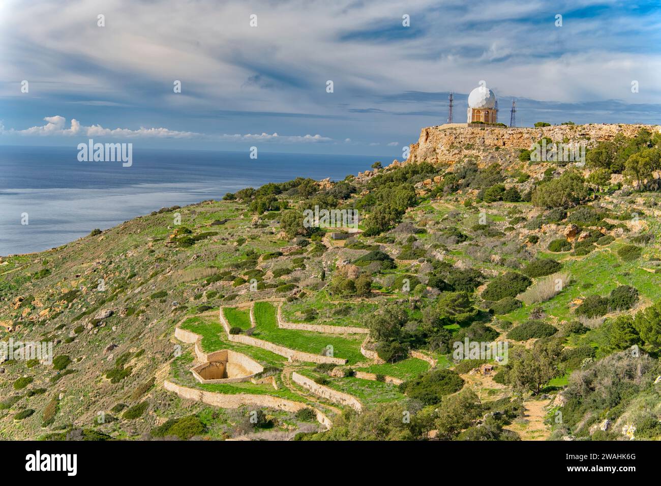 Radarstation bei Dingli Cliffs, Malta Stockfoto