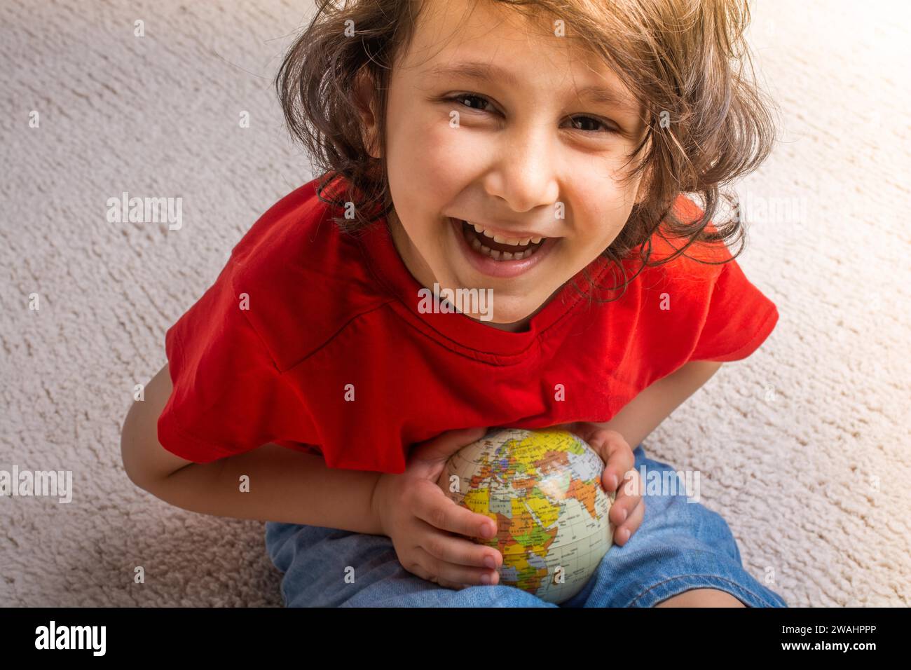 Earth Globbe in Hands as Environment and Save Planet Concept Stockfoto